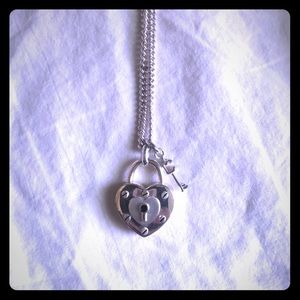 Coach Sterling Silver Padlock Heart Key Necklace